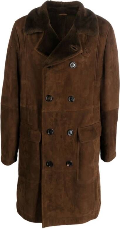 BRUNELLO CUCINELLI Tijdloze dubbelrijige jas voor heren Brown Heren