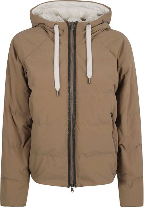 BRUNELLO CUCINELLI Gewatteerde Damesjas Brown Dames