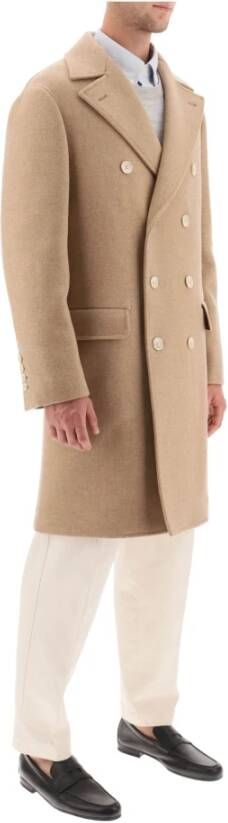 BRUNELLO CUCINELLI Dubbelbreastede jas van wol en kasjmier Beige Heren