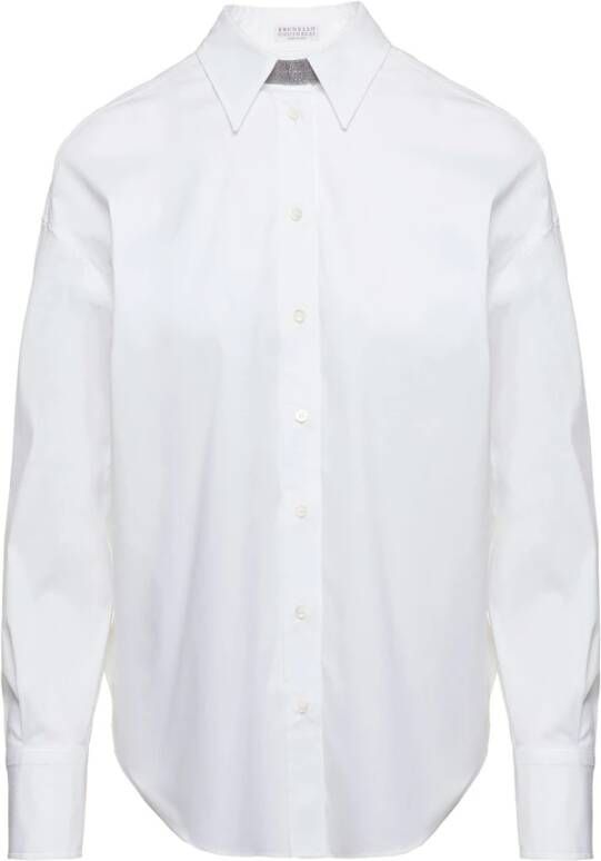 BRUNELLO CUCINELLI Elegante Witte Katoenblend Overhemd White Dames