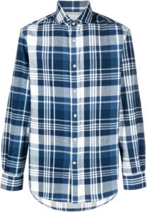 BRUNELLO CUCINELLI Geruite katoenen overhemd Blauw Heren