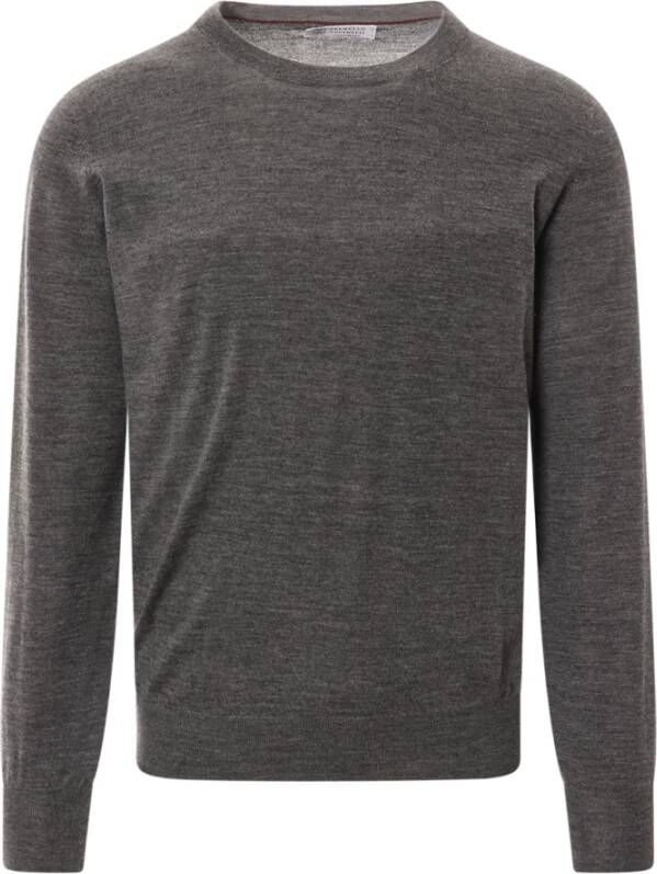 BRUNELLO CUCINELLI Grijze Gebreide Kleding met Contrasterende Details Grijs Heren