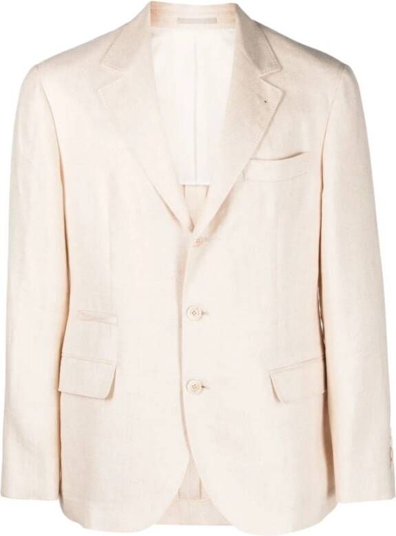 BRUNELLO CUCINELLI Crèmekleurige Blazer met Reverskraag Beige Heren