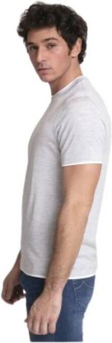 BRUNELLO CUCINELLI Lichtgrijs T-shirt met Ronde Hals en Paneelinzetten White Heren