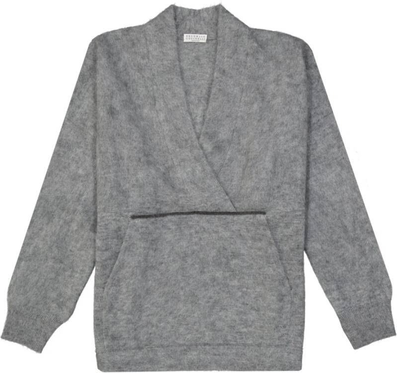 BRUNELLO CUCINELLI Mohair Wool Pullover Grijs Heren