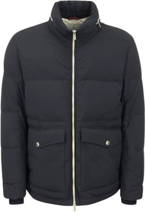 BRUNELLO CUCINELLI Opaqueylon down jacket with patch pockets Blauw Heren
