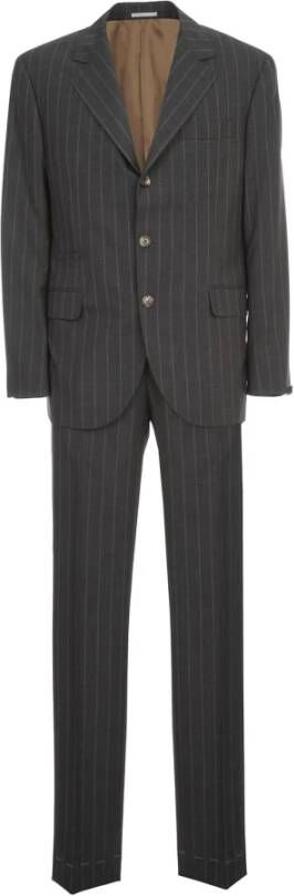 BRUNELLO CUCINELLI Pinstriped Formal Suit 2 -knoppen Grijs Heren
