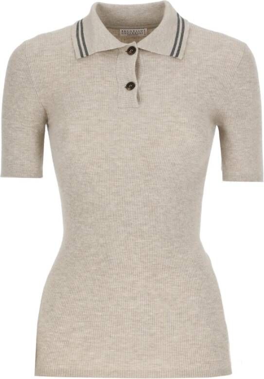 BRUNELLO CUCINELLI Luxe Beige Cashmere Polo Shirt Beige Dames