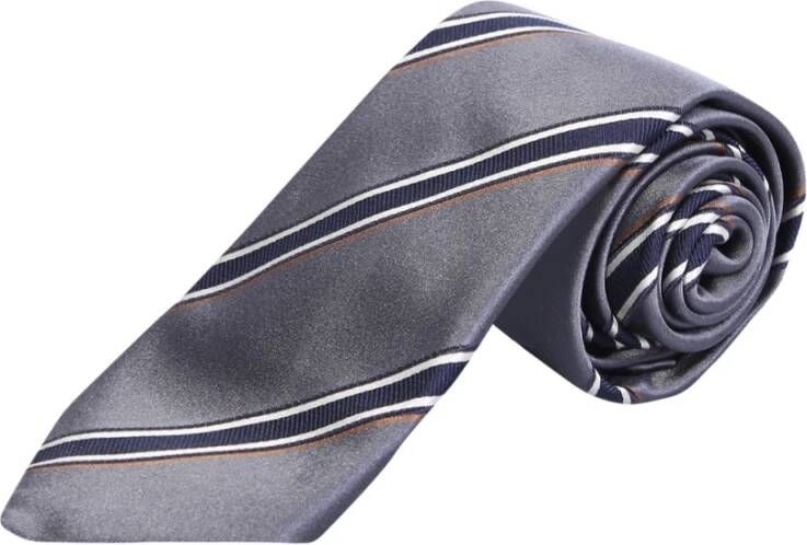 BRUNELLO CUCINELLI Silk striped tie by Grijs Heren