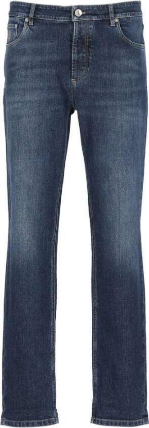 BRUNELLO CUCINELLI Blauwe Slim-Fit Katoenen Jeans voor Heren Blue Heren