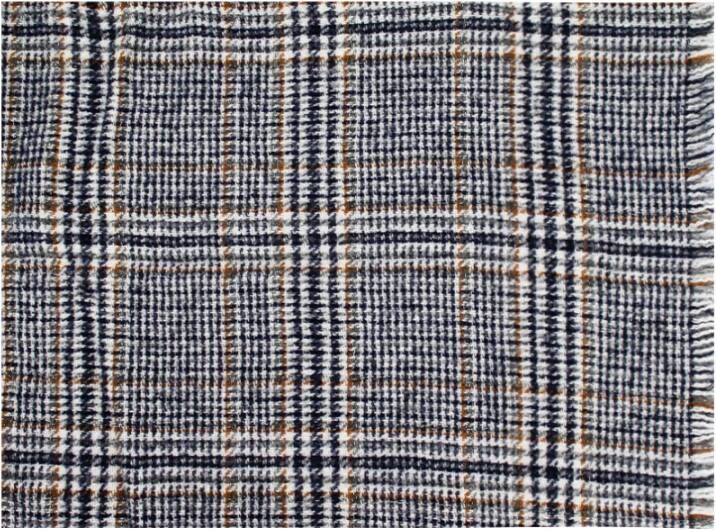 BRUNELLO CUCINELLI Sprankelende Prince of Wales Sjaal Panama Blauw Oranje Zilver Grijs Dames