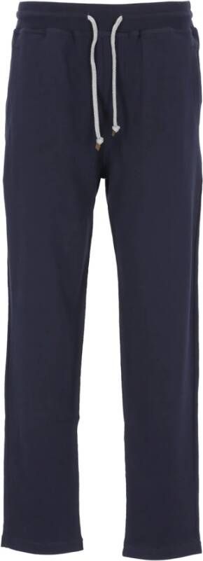 BRUNELLO CUCINELLI Kobaltblauwe katoenen broek met elastische taille Blue Heren