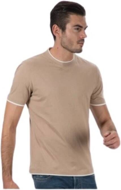 BRUNELLO CUCINELLI Kameel Patchwork T-Shirt Beige Heren