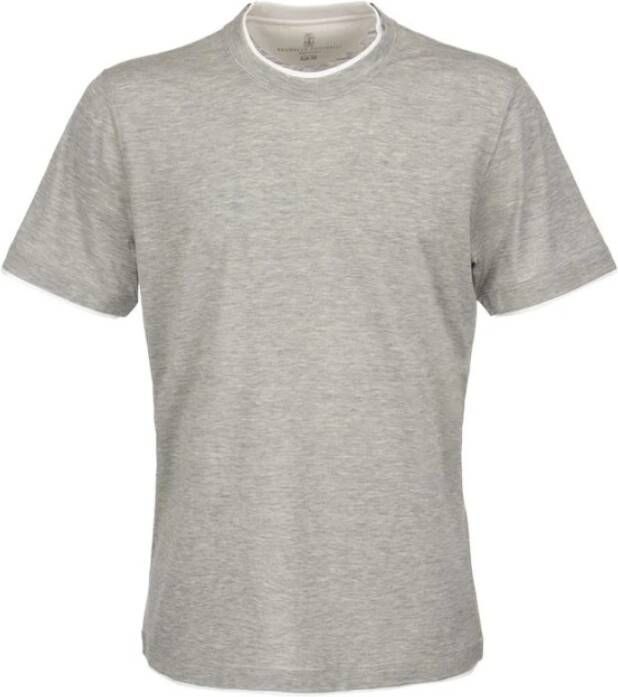 BRUNELLO CUCINELLI T-shirt met korte mouwen en casual details Gray Heren