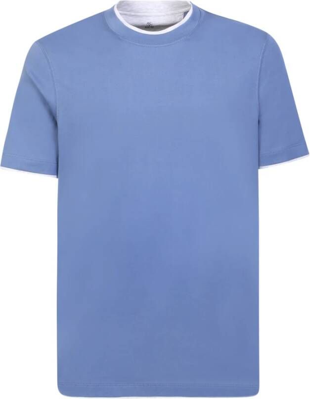 BRUNELLO CUCINELLI T-shirt with a double-layer Blauw Heren