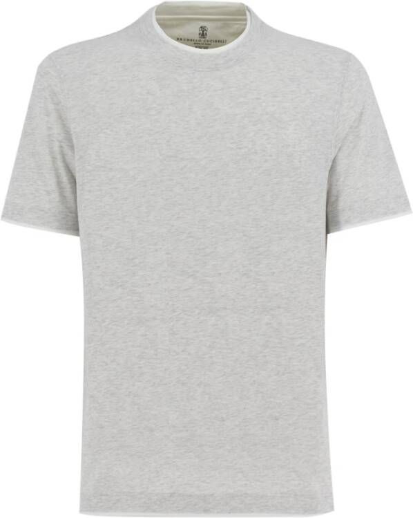 BRUNELLO CUCINELLI Slim-Fit Contrast T-shirt voor Heren White Heren