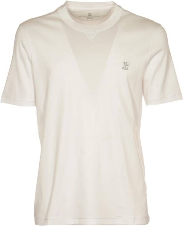 BRUNELLO CUCINELLI Heren T-shirt met ronde hals van katoen White Heren