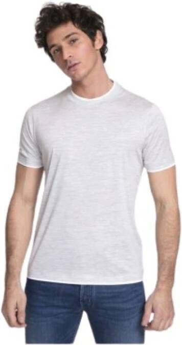 BRUNELLO CUCINELLI Lichtgrijs T-shirt met Ronde Hals en Paneelinzetten White Heren