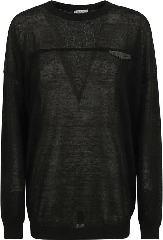 BRUNELLO CUCINELLI Zwarte Truien voor Mannen Black Dames