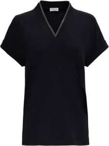 BRUNELLO CUCINELLI V-Neck T-Shirt Zwart Dames