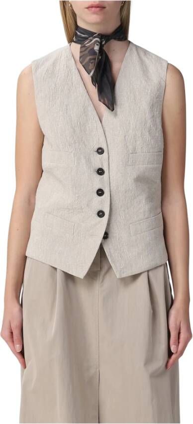 BRUNELLO CUCINELLI Veelzijdig mouwloos jack voor dames Beige Dames