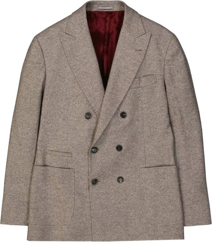 BRUNELLO CUCINELLI wollen jas met dubbele rijsten Beige Heren