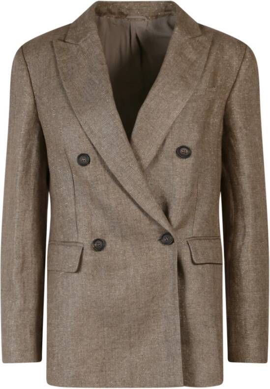 BRUNELLO CUCINELLI Women Clothing Blazer Beige Ss23 Beige Dames