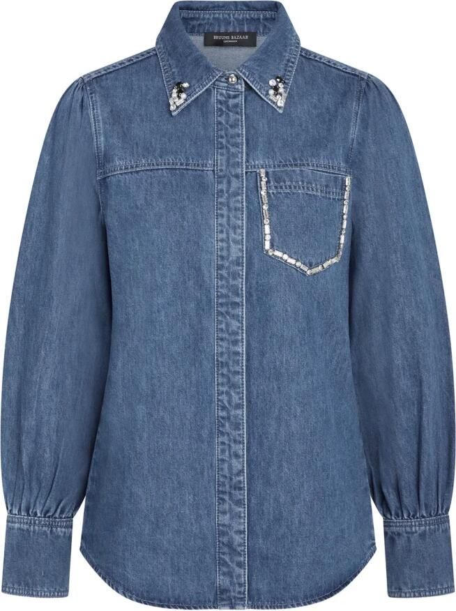 Bruuns Bazaar Donkerblauw Denim Shirt Blue Dames