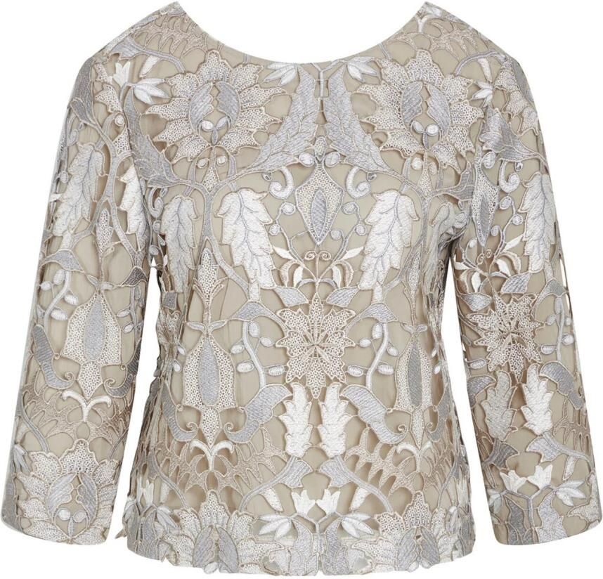Bruuns Bazaar Elegante Zilverbeige Blouse met Borduurwerk Beige Dames