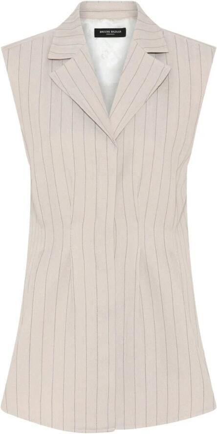 Bruuns Bazaar Gestreept Waistcoat Shirt Lichtgrijs Beige Dames - Foto 5