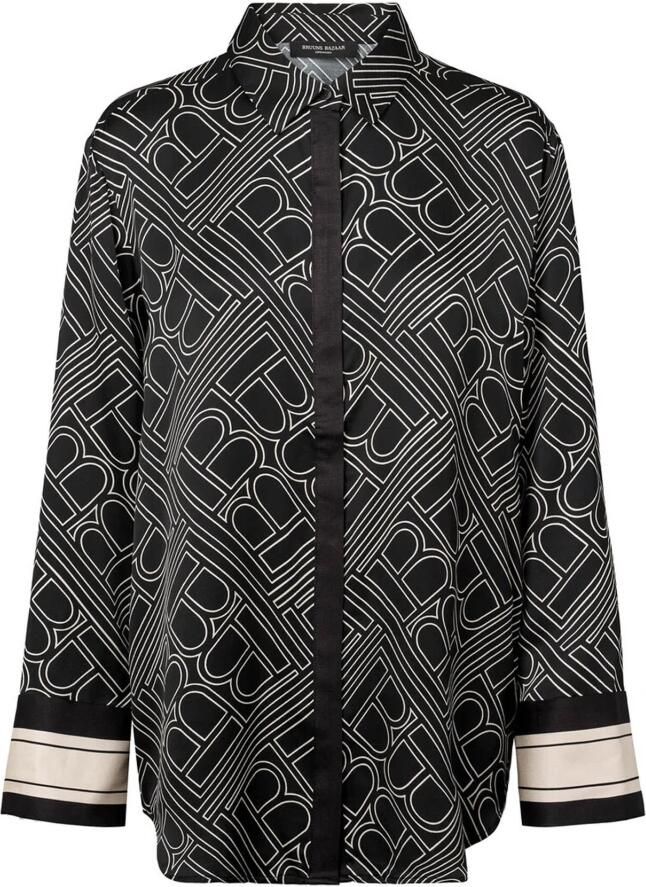 Bruuns Bazaar Overhemd Blouse met Donker Logo Print Black Dames - Foto 5