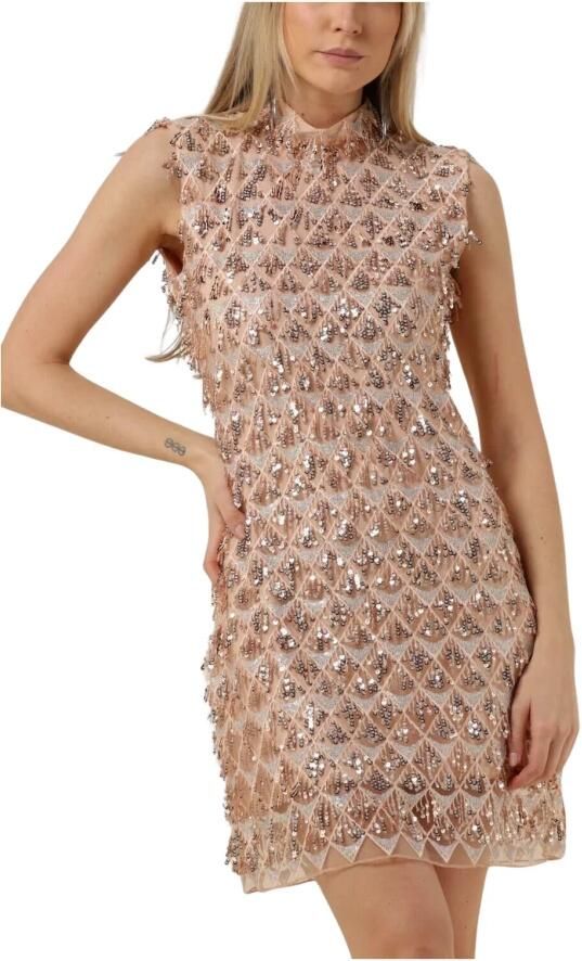 Bruuns Bazaar Paillet Diamant Patroon Jurk Licht Perzik Pink Dames - Foto 3