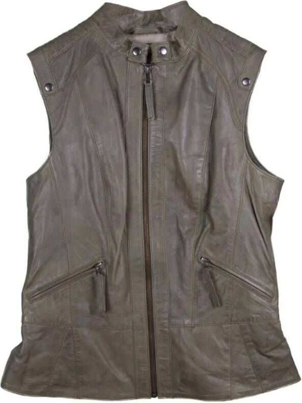Btfcph 298 Biker Waistcoat Lam Dayton Leather 10202 Grijs Dames