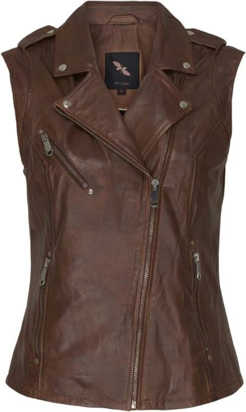 Btfcph Biker West Leather 100074 Motorjack Brown Dames