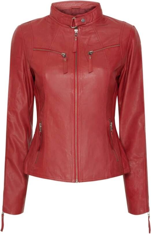 Btfcph Biker Jacket Leather 10245 Rood Dames
