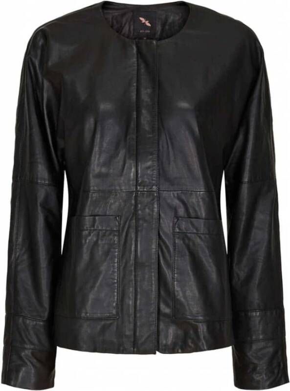 Btfcph Losjes Zittende Korte Lederen Jas 100120 Zwart M. Zilveren Acc. Black Dames