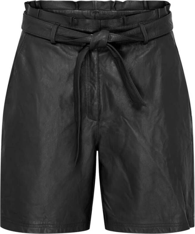 Btfcph Tijdloze leren shorts met hoge taille Black Dames