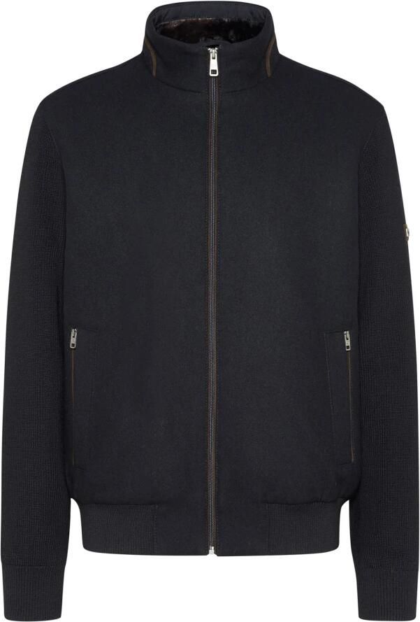 Bugatti Gebreid jack met grof gebreide mouwen