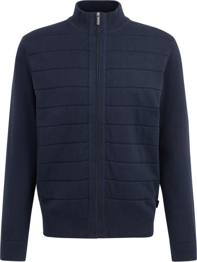 Bugatti Heren Vest met Structuur Strepen en Rits Blue Heren