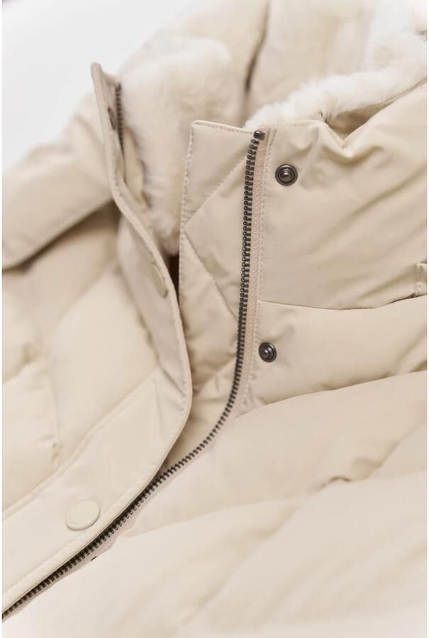 Bugatti Lange gewatteerde jas met afneembare capuchon Beige Dames