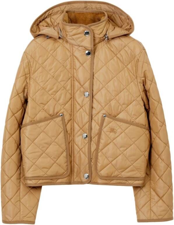 Burberry Gewatteerd jack met afneembare capuchon Beige Dames