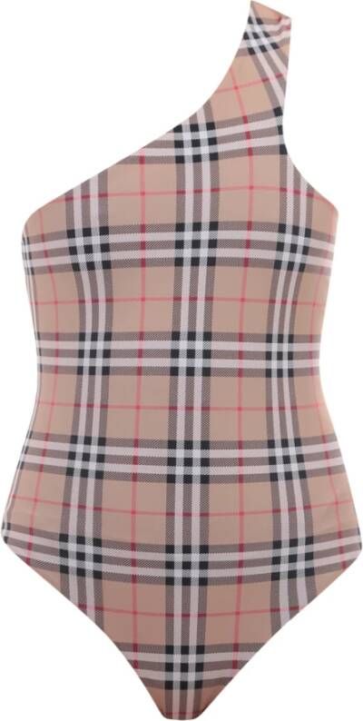 Burberry Beige Eén-Schouder Vintage Check Badpak Bruin Dames