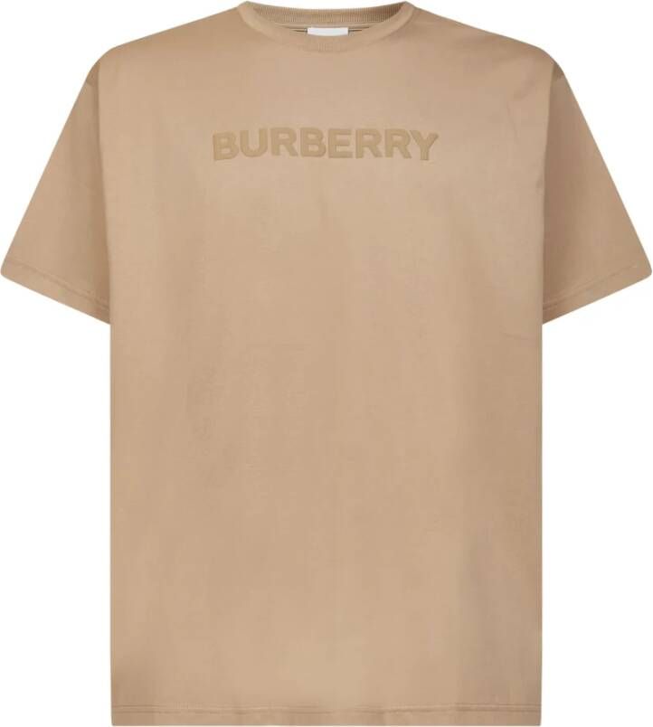 Burberry Bruine Katoenen T-Shirt met Logodetail Brown Heren