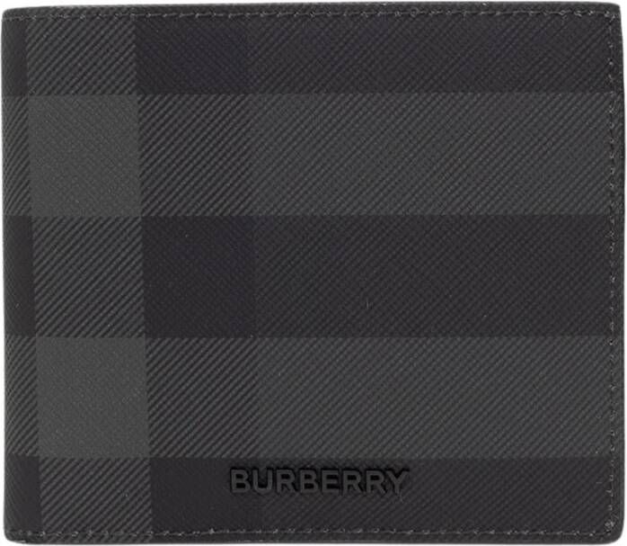Burberry Stijlvolle Check Wallet met Bifold Sluiting Black Heren