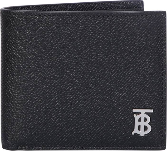 Burberry Bifold portemonnee van generfd leer met 8 creditcardvakjes Zwart Heren