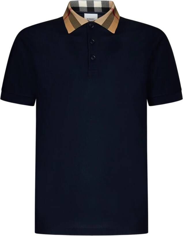 Burberry Blauw Polo Shirt met Contrasterende Kraag Blauw Heren
