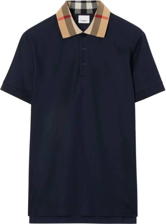 Burberry Blauw Polo Shirt met Contrasterende Kraag Blauw Heren