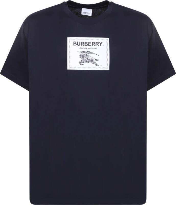Burberry Blauw Stijlvol T-shirt met Logo Blauw Heren