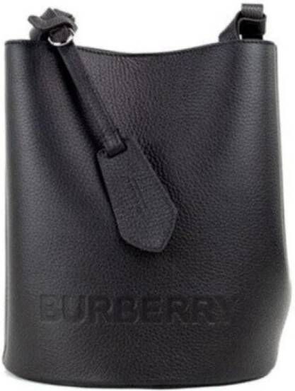 Burberry Kleine Zwarte Leren Bucket Crossbody Tas Black Dames