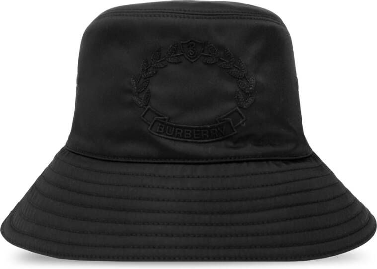 Burberry Logo Bucket Hat met schelpweefsel Zwart Heren